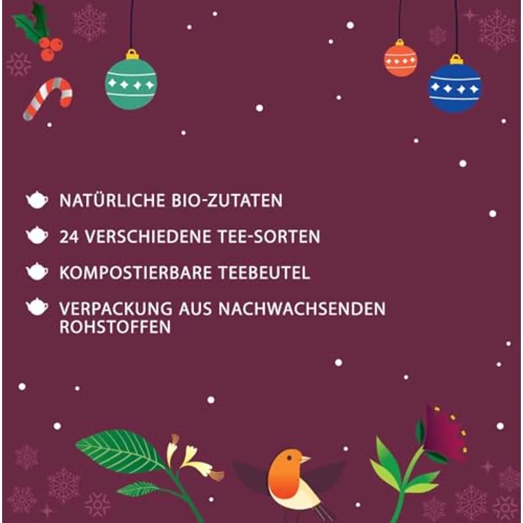 English Tea Shop ETS - Tee Adventskalender "Weihnachtsmarkt" weiß, 24 verschiedene BIO Tees aus kontrolliert biologischem Anbau – Bild 7