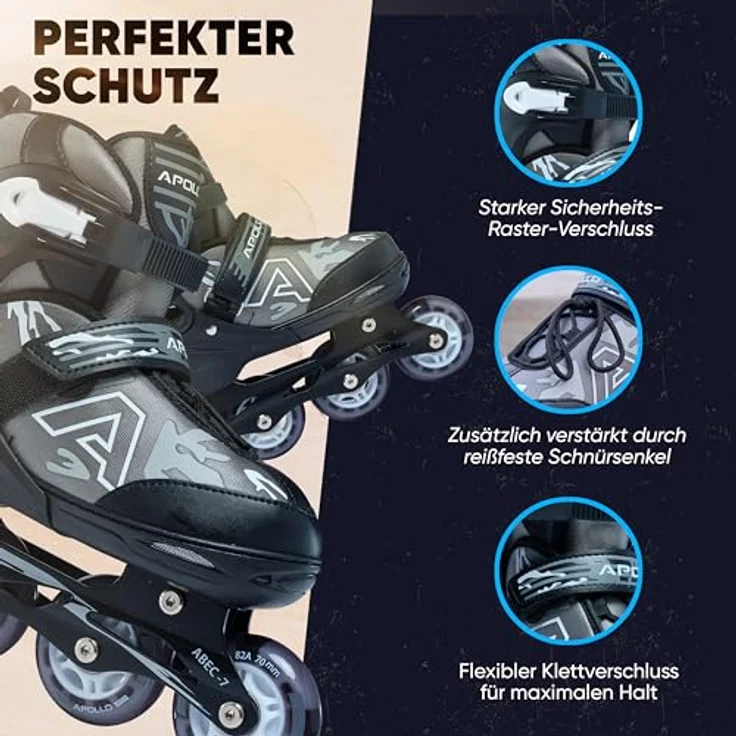 Apollo Champion, größenverstellbare Inliner für Jungs und Mädchen ab Größe 31, für Damen und Herren bis Größe 42, LED Rollen, mint – Bild 4