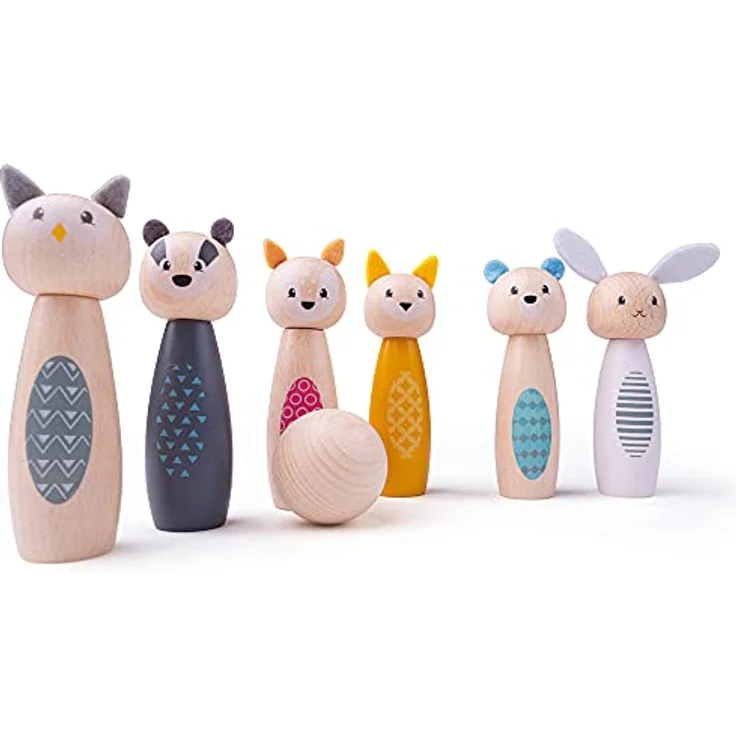 Bigjigs Toys 100% FSC® Certified Animal Skittles, Wurfspiel aus FSC-zertifizierten Materialien, geeignet für Kinder ab 2 Jahren, leuchtende Farben, 0,4 kg – Bild 2