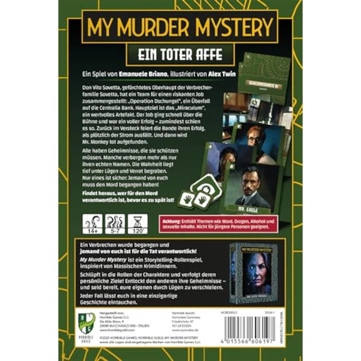 Horrible Games My Murder Mystery: EIN Toter AFFE, Partyspiel für 5-7 Spieler, ab 14 Jahren, 120 Minuten Spielzeit, auf Deutsch – Bild 4