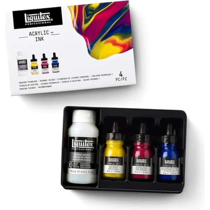 Liquitex Ink Professional Acryltusche Set, hochpigmentierte, lichtechte flüssige Acrylfarbe für Kalligraphie und Airbrush, 3 Farben à 30 ml, Primärfarben – Bild 3