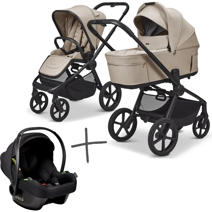 Moon Resea FOLD SET Kombi-Kinderwagen sand, faltbar mit Cosmo Babyschale und pannensicheren Rädern