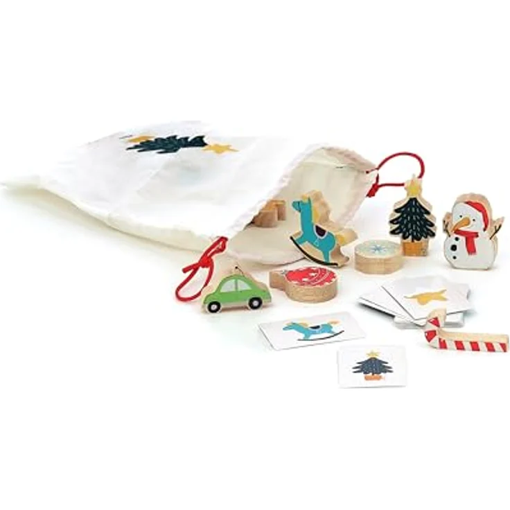 Vilac Adventskalender "Touche et trouve", 24-tägiger Spielkalender mit Holzfiguren und Spielkarten, 35 × 5 × 35 cm, für Kinder ab 2 Jahren – Bild 4