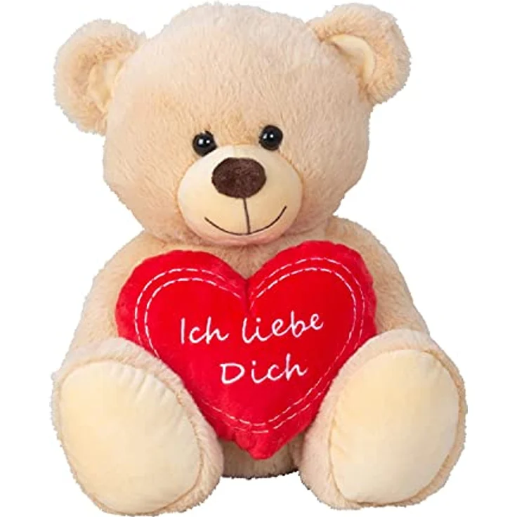 Geschenkestadl Bär mit Herz Ich liebe dich Kuscheltier, 30 cm, waschbar bei 30°C