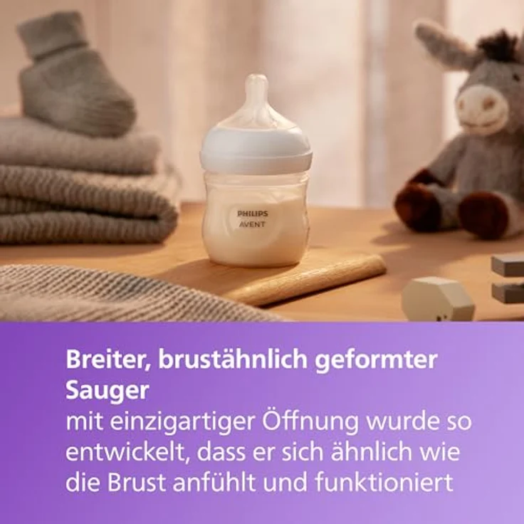 Philips AVENT Natural Response Geschenkset, Babyfläschchen 125ml mit Saugergröße 2, anti-kolik Schnuller, Modell SCD837/10 – Bild 5