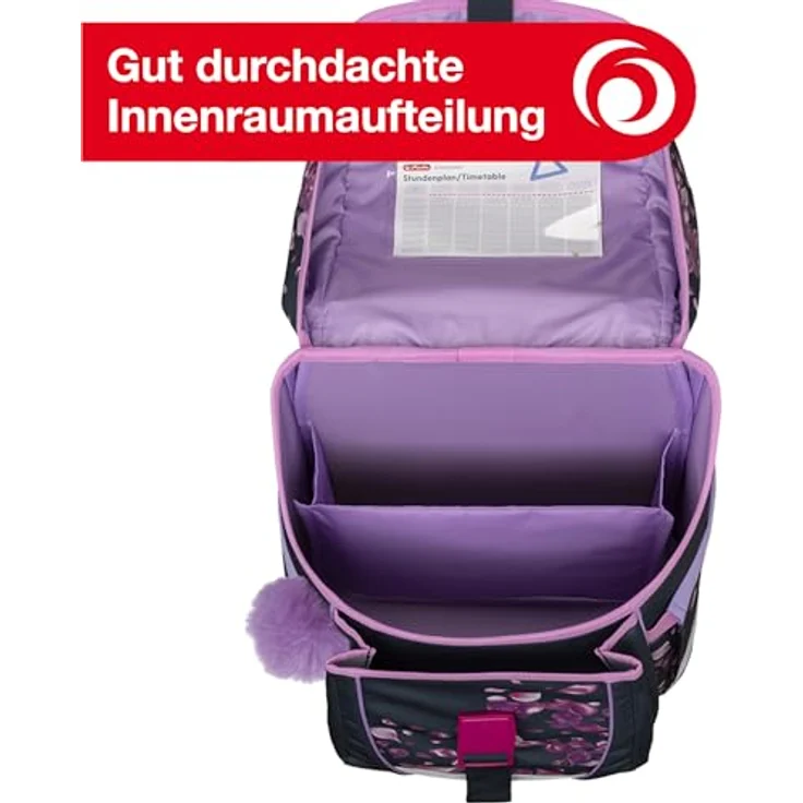Herlitz Schulranzen FiloActive Plus Blossom Dance Kitten, 6-teiliges Set in schwarz-pink-lila mit ergonomischem Rückensystem und wasserabweisender Imprägnierung – Bild 6
