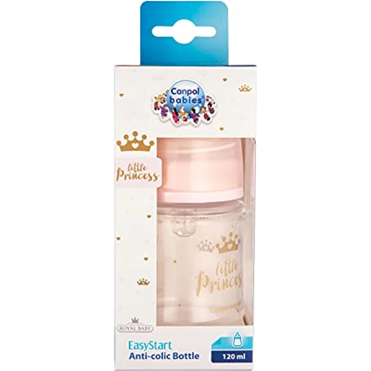 Canpol Babies Royal Baby Babyflasche 0m+ Pink 120 ml, mit speziell angepasster Form für naturnahes Trinken – Bild 4