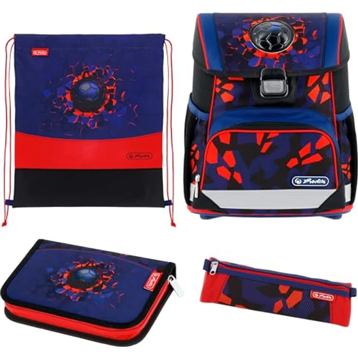 Herlitz Schulranzen Set Loop Plus 2026, 4-teiliges Jungen Set in Rot mit ergonomischem Design und 17 Litern Volumen – Bild 1