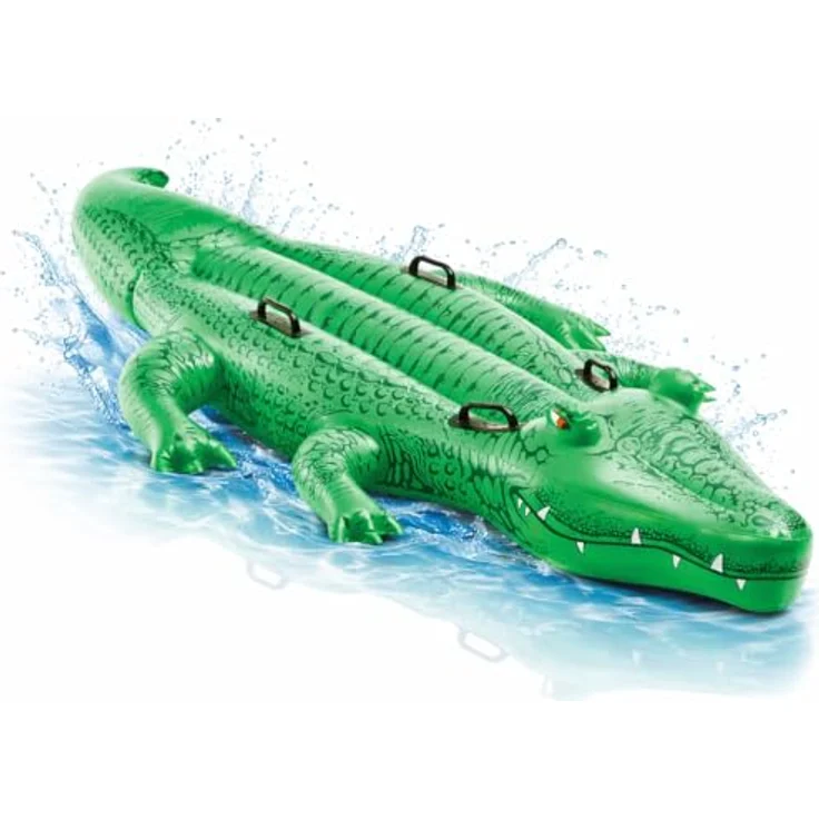 TK Gruppe Timo Klingler XXL Krokodil Aufblasbare Luftmatratze, 160 cm Schwimmring für Pool und Wasser, robustes PVC für Erwachsene und Kinder – Bild 1