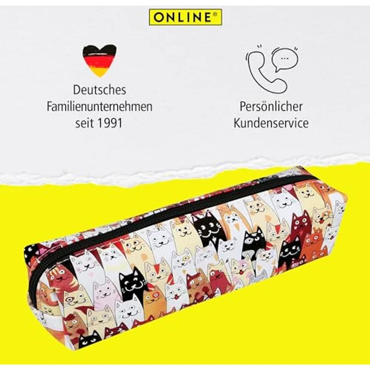 Online Federmäppchen Katzen I Stylische Federtasche für Mädchen & Jungen, ideal für Schule, Uni & Büro I Schlampermäppchen mit praktischem Reißverschluss zur Aufbewahrung von Stiften & Kosmetik – Bild 5
