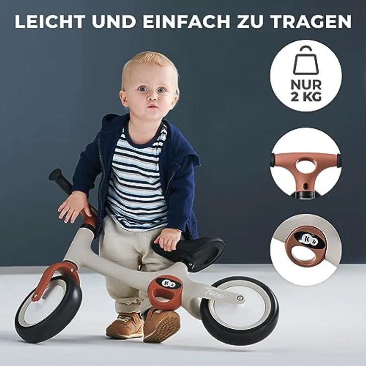 kk Kinderkraft TOVE Laufrad ab 1,5 Jahre, Licht Lauflernrad, Höhenverstellbarer Sattel, Beige – Bild 4
