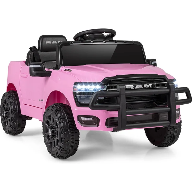 KOMFOTTEU RAM 3500 Kinder Elektroauto, 12V mit 2 Motoren, Fernbedienung, Musik und USB-Anschluss
