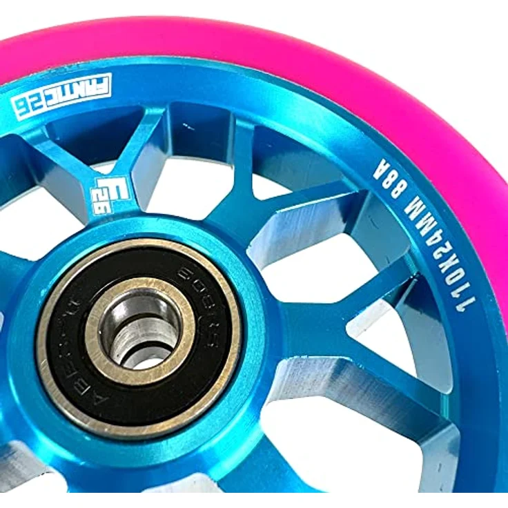 Fantic26 Spy7 Stunt-Scooter Rolle 110mm Abec11 Türkis/Pu Pink – Bild 2