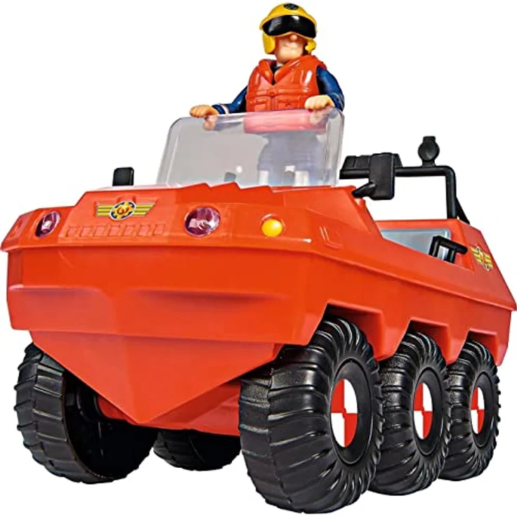 SIMBA Feuerwehrmann Sam Hydrus, Amphibien-Spielzeug-Auto mit 1 Figur und Zubehör, 20 cm – Bild 2
