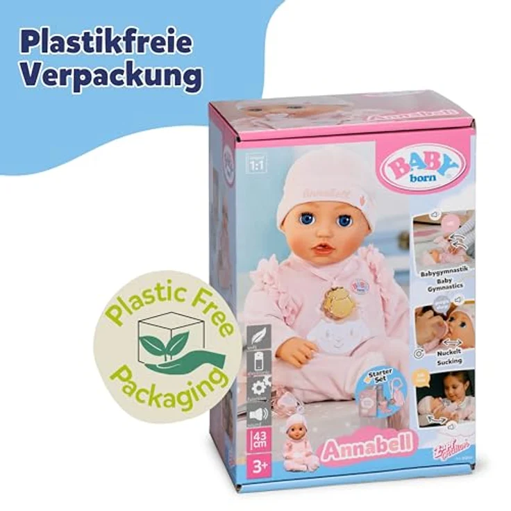 Baby Born Babypuppe Annabell 43 cm, interaktive Puppe mit süßen Geräuschen und Bewegungen, inklusive Fläschchen und Schnuller – Bild 9