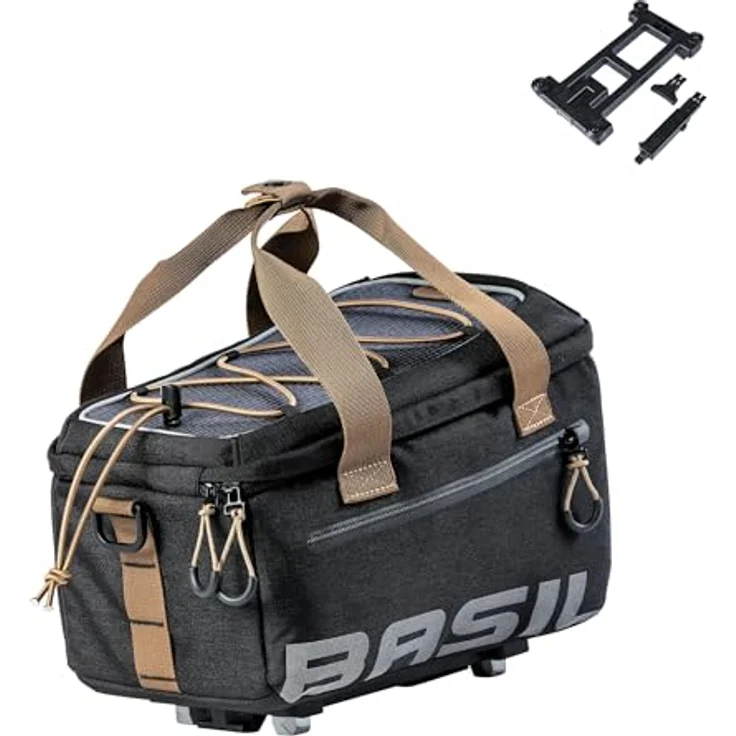 Basil Miles Trunkbag, Velotasche 7 l, wasserdicht, mit MIK-Adapterplatte, schwarze Rahmentasche – Bild 1