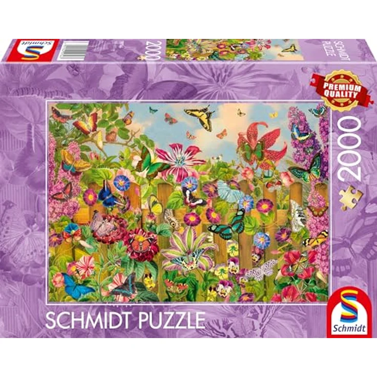 Schmidt Spiele 59746 Wunderschöner Schmetterlingsgarten, 2000 Teile Puzzle, maßstabsgerechte Leinenstruktur, spezieller Mattlack für spiegelfreies Puzzeln – Bild 4