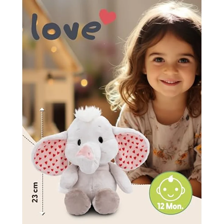 "Nici Kuscheltier Love, Elefant hellgrau, 23 cm aus RPET-Plüsch hergestellt" – Bild 2