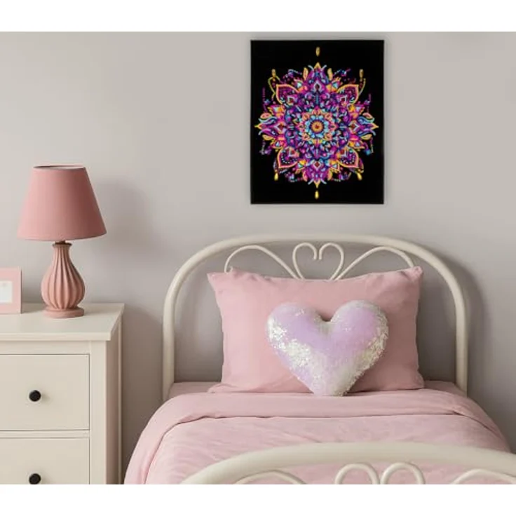 Diamond Dotz Kreativset Neon Mandala, Diamond Painting mit 13-Facettenschliff und hochwertigen Strasssteinen – Bild 4
