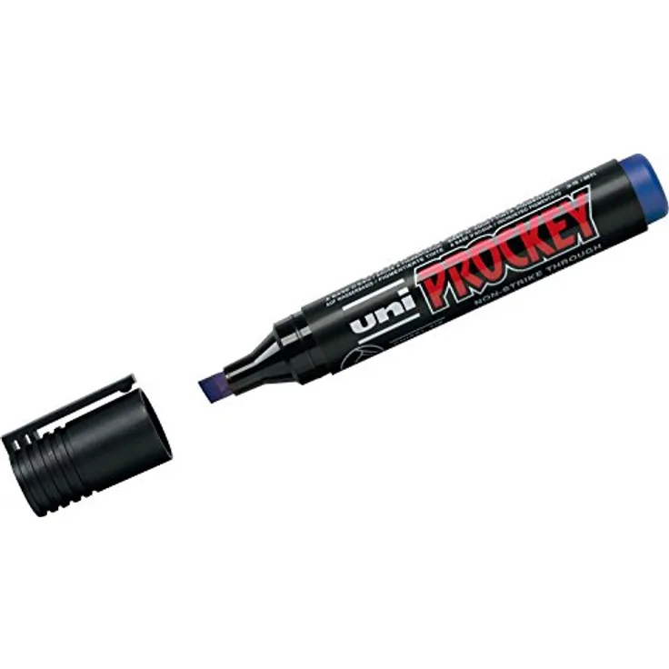 uni-ball 159051 - Marker Uni Prockey, Keilspitze, 3 - 6 mm, blau, 1 Stück