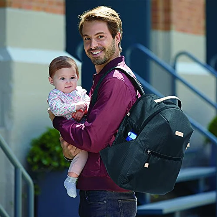 Skip Hop Go Envi Eco Conscious Changing Backpack, aus recycelten Plastikflaschen, mit veganem Kunstleder, schwarz – Bild 4