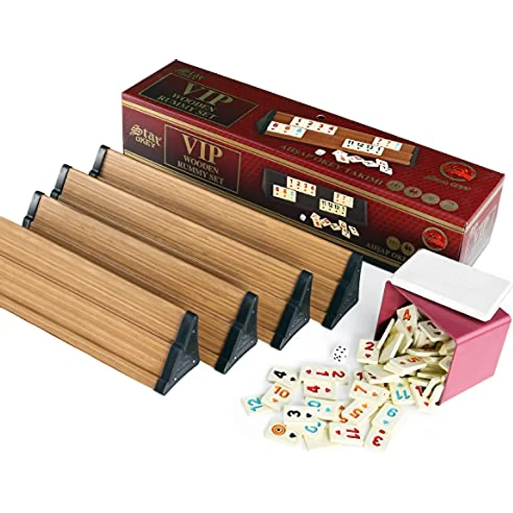 Star Premium VIP Okey Holz Wooden Rummy Set mit Melamin Steine AHSAP Okey TAKIMI – Bild 4