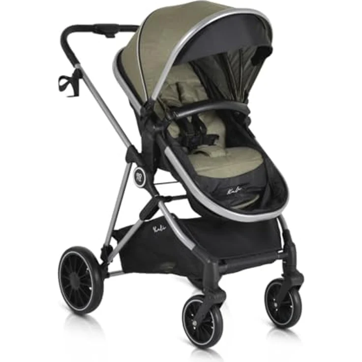 Moni Kombikinderwagen 2 in 1 Kali 22 kg grün, umbaubar, mit Korb, Getränkehalter und Tasche – Bild 3