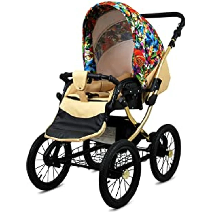 Babylux BabyLux ALU 2in1 Kinderwagen Jungle Flowers Gold Frame - Multifunktional, elegant, sicher und praktisch – Bild 3
