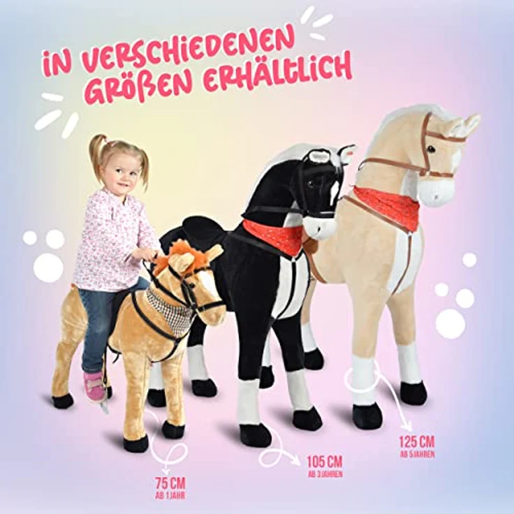 Pink Papaya Giant XXL Kinder Spielpferd zum Reiten Luna 125 cm | Plüschpferd | Fast lebensgroßes Pferd zum Reiten für Kinder | Stehpferd bis 100kg belastbar mit Sounds – Bild 7