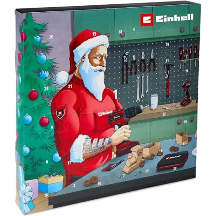 Einhell Werkzeug Adventskalender 2025, 24-teiliges Set mit Mini-Ratsche, Schraubendrehergriff und Zubehör in praktischer Werkzeugtasche mit Schaumstoffeinlage – Bild 1