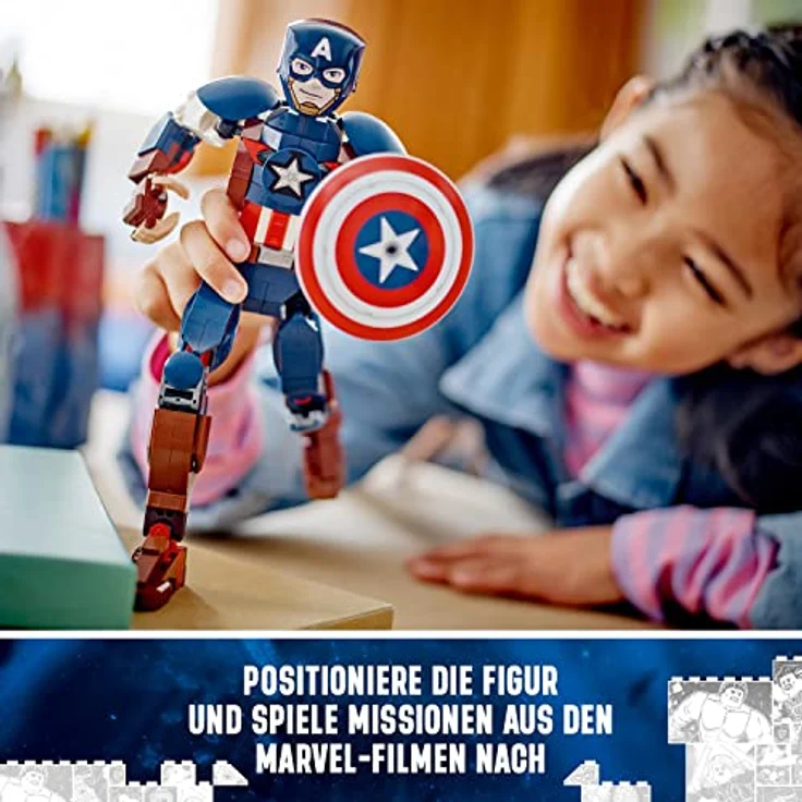 LEGO Marvel Captain America Baufigur, Superheld mit Schild, Avengers BAU-Spielzeug und Sammelfigur als Schlafzimmer Accessoire für Kinder, Jungen und Mädchen ab 8 Jahren 76258 – Bild 5