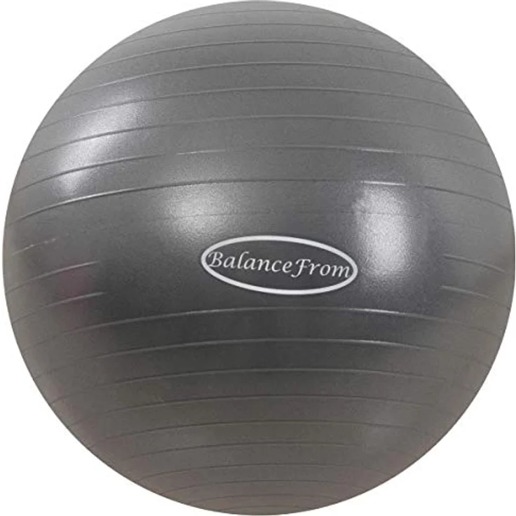 BalanceFrom Anti-Burst und Rutschfester Gymnastikball, Yoga-Ball, Fitnessball, Geburtsball mit Schnellpumpe, 0,9 kg Kapazität (68-75 cm, XL, Grau) – Bild 1