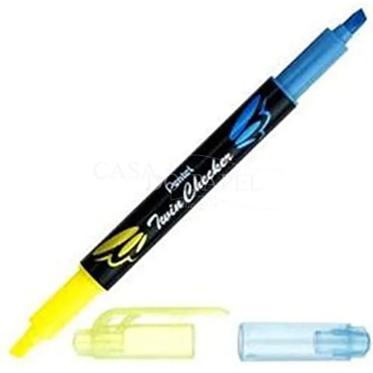 Pentel SLW8-GS Textmarker"TWIN CHECKER", 2 Spitzen, gelb/blau