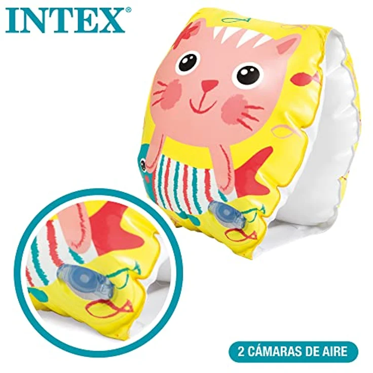 Intex Schwimmhilfe 2 Schwimmhilfen Happy Kitten Arm Bands 20cm x 15cm 3-6 Jahre 56665EU, Schwimmflügel für Kinder, buntes Design mit Kätzchen – Bild 3