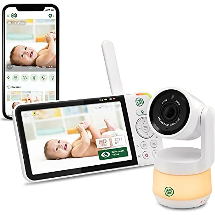 LeapFrog LF925HD Babyphone mit Kamera, 5-Zoll-HD-Farbdisplay Intelligente Babyfone, Babyphone mit neig/schwenkbare Kamera und APP, Video Baby Monitor mit WLAN, Temperatur/Feuchtigkeitssensor
