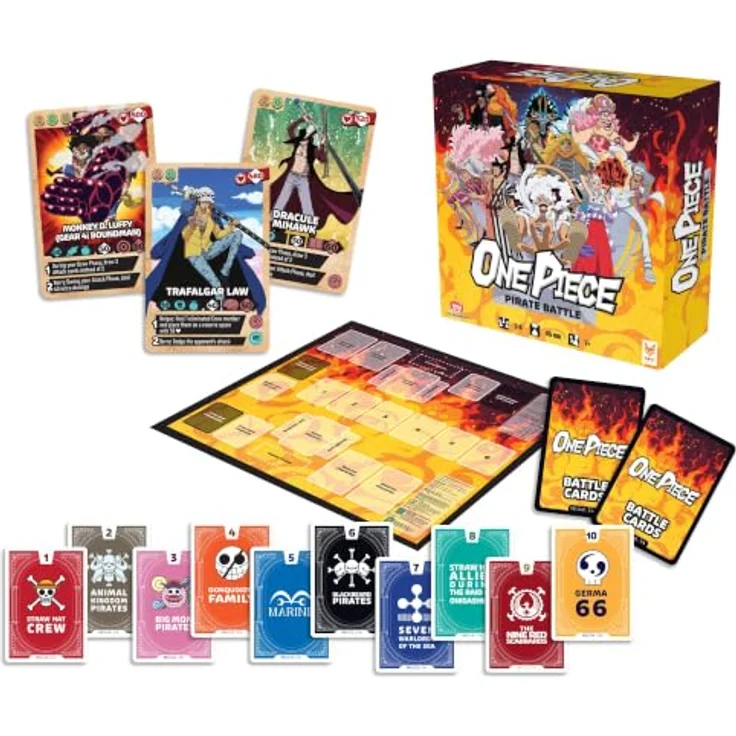 Topi Games One Piece Pirate Battle, Deck Building Brettspiel für 2-6 Spieler, lizenziertes Anime Kartenspiel mit Strategie und umfangreicher Crew-Entwicklung, 45 Minuten Spielzeit – Bild 2