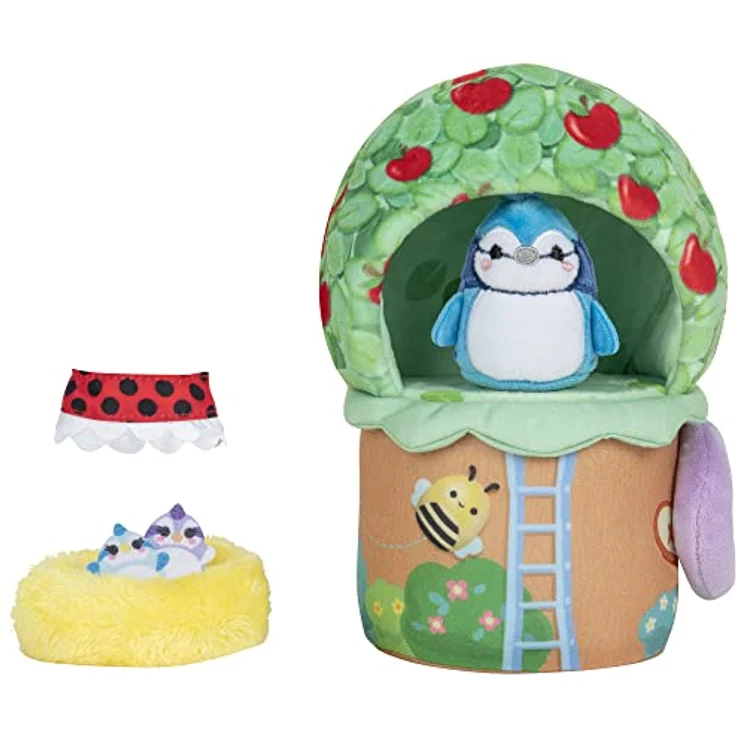 Squishville SQM0209 Deluxe TipTop Enthält 5,1 cm Babs The Blue Jay Plüsch, Marienkäferkleid, Vogelnest und Baumhaus Spielszene – Spielzeug für Kinder, Mehrfarbig – Bild 1