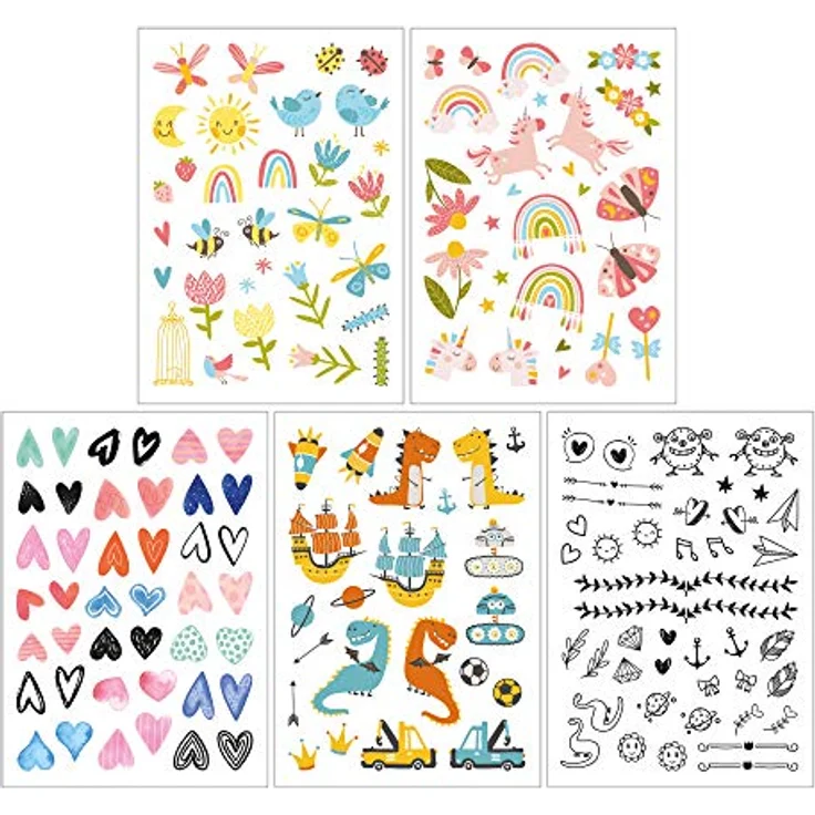 Hautfreundliche Kindertattoos zum Aufkleben - Motiv DU & ICH, Freundschaftstattoos, Kinder-Tattoo Set mit 5 Bögen, Tattoos Kinder, 100% Vegan und Hergestellt in Österreich, JEKA – Bild 4