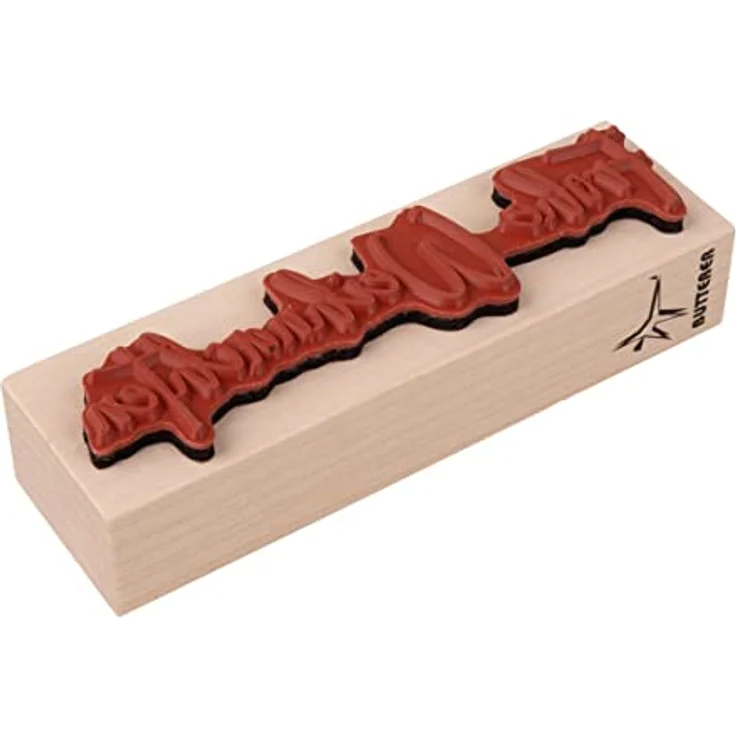 Rayher Stempel Holz "Frohe Weihnachten", 3 x 10 cm, Holzstempel Weihnachten, hochwertiges Ahornholz, für Karten, Umschläge, Geschenke, Butterer Stempel, Naturkautschukplatte, 29241000 – Bild 3