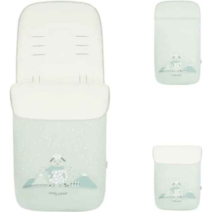 Kikka Boo Kinderwagen Fußsack Polar Friends, wasserdicht mit warmem Fleecefutter und Reißverschluss, hellgrün