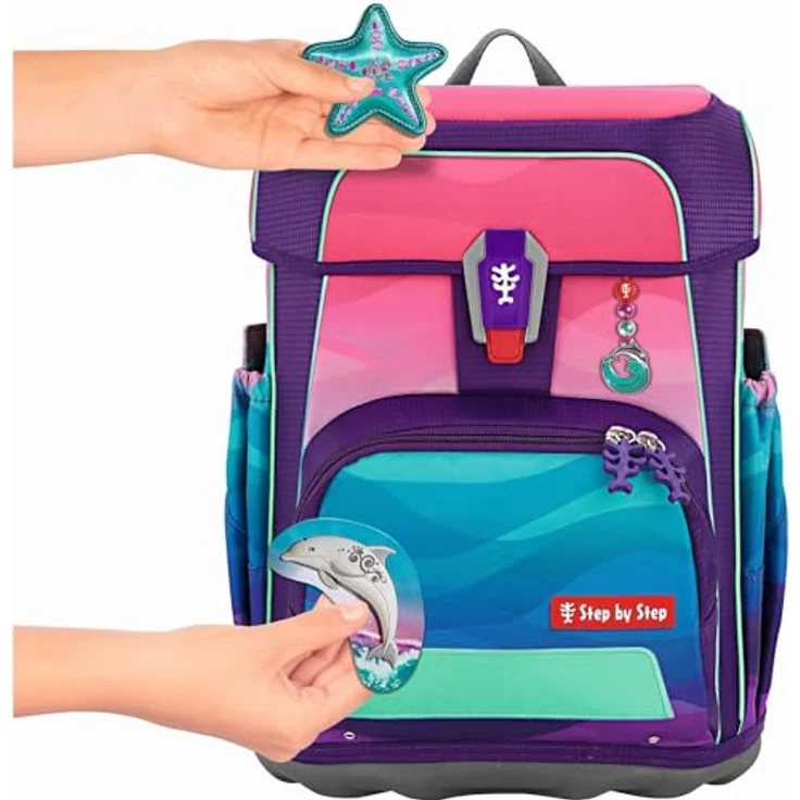 Step by Step CLOUD OCEAN Schulranzen-Set Dolphin Lana 5-tlg., ergonomisches Design, reflektierende Applikationen, blau – Bild 4