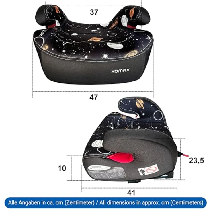 XOMAX Kindersitzerhöhung KBH313 mit ISOFIX, gepolstert, ECE R129, für 6 bis 12 Jahre, sportliches Design mit Armlehnen – Bild 4