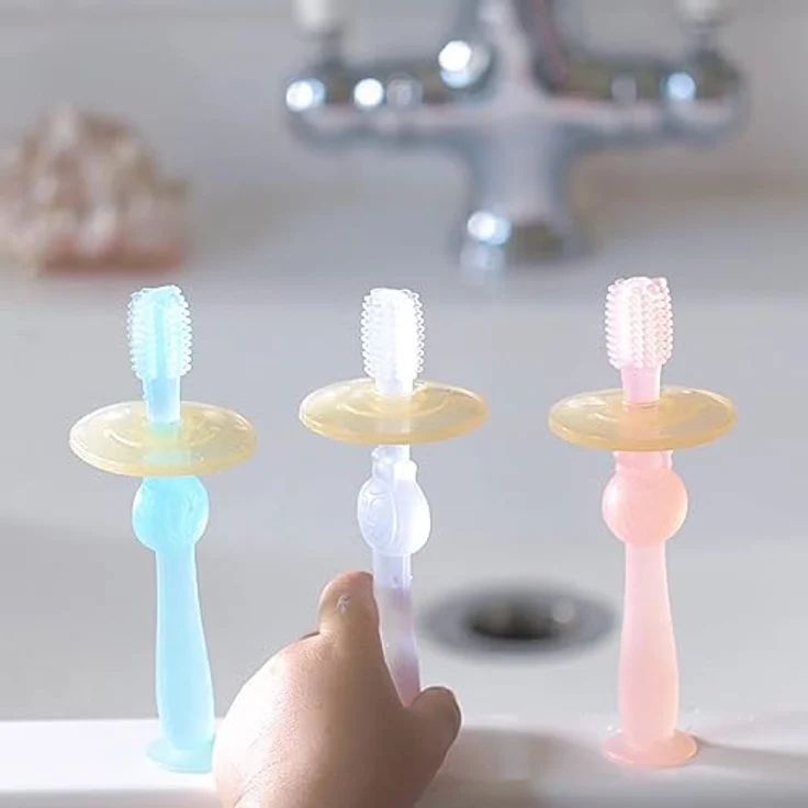 Haakaa 360 Grad Silikon Baby Zahnbürste, rosa, 16 g – Bild 4