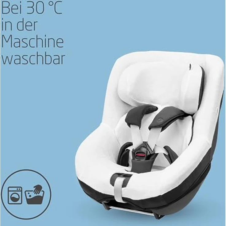 Maxi-Cosi Sommerbezug aus Biobaumwolle für den Pearl 360 und Mica (Eco), Kindersitzbezug, atmungsaktiv, feuchtigkeitsabsorbierend, maschinenwaschbar, nachhaltige Baumwolle, Naturweiß – Bild 4