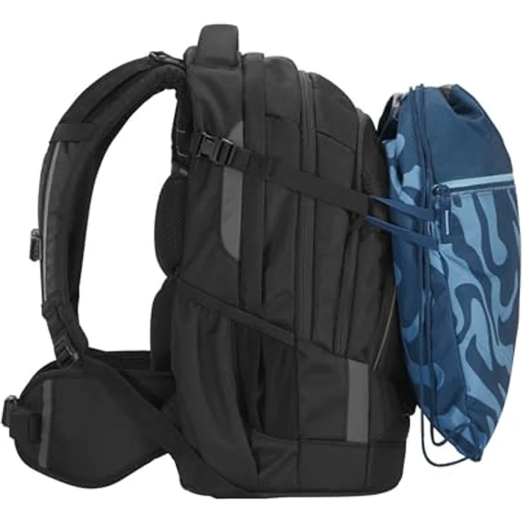 coocazoo Turnbeutel „Breaking Waves”, blau, mit Reißverschlussfach und Kordelzug, reflektierende Elemente, Schlaufen zur Befestigung am Schulrucksack, 10 Liter, ab der 3. Klasse – Bild 2