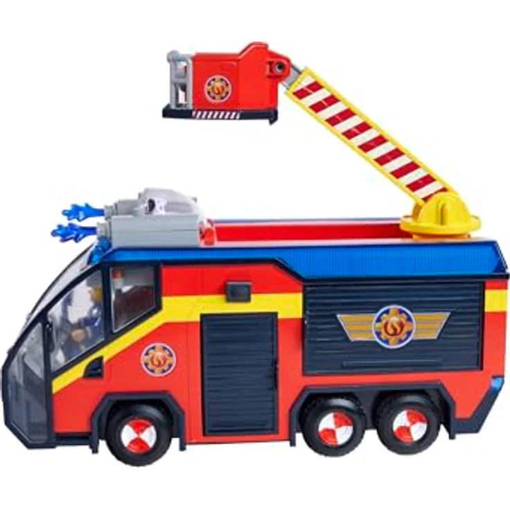 Simba Sam Jupiter, Feuerwehrlöschwagen mit ausziehbarer Leiter und Platz für Figuren – Bild 7