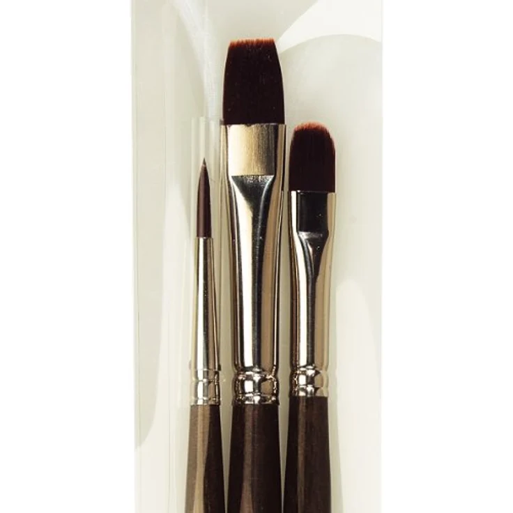 da Vinci Öl & Acryl Serie 4221, Top Acryl Langstiel-Pinsel-Set mit 3 Pinseln (7185, 7485, 7785) für schwere Acrylfarben, umweltfreundliche Holzgriffe – Bild 2