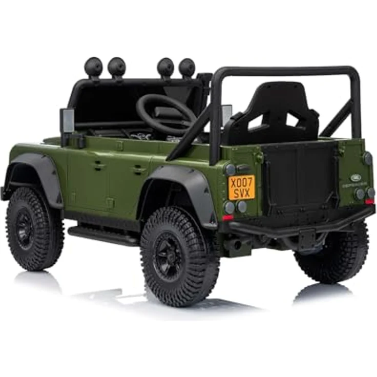 Beneo Elektrisches Kinderfahrzeug Land Rover Defender 110 SVX 12V, grün, 4x4-Antrieb, LED-Lichter, Bluetooth, USB/AUX-Eingang, 2,4-GHz-Fernbedienung, Lithium-Akku, original lizenziert – Bild 3