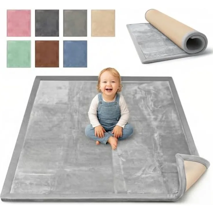 BabybeFun Krabbelmatte Baby, 150x150cm, rutschfeste Schaumstoffmatte mit 3cm Dicke, stoßdämpfend und kälteisolierend, Spielteppich für Kinderzimmer