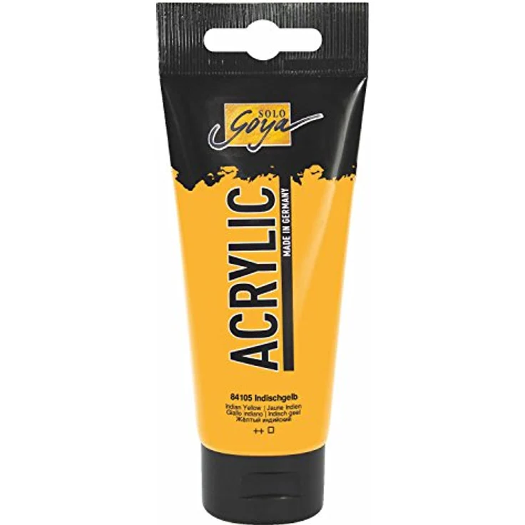 KREUL Solo Goya Acrylic, 100 ml Tube indischgelb, hochpigmentierte Acrylfarbe, wasserbasis, schnell und matt trocknend, gut deckend, wasserfest – Bild 1